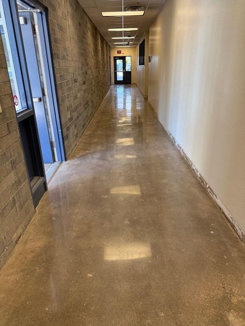 Polished concrete hallway in a commercial building